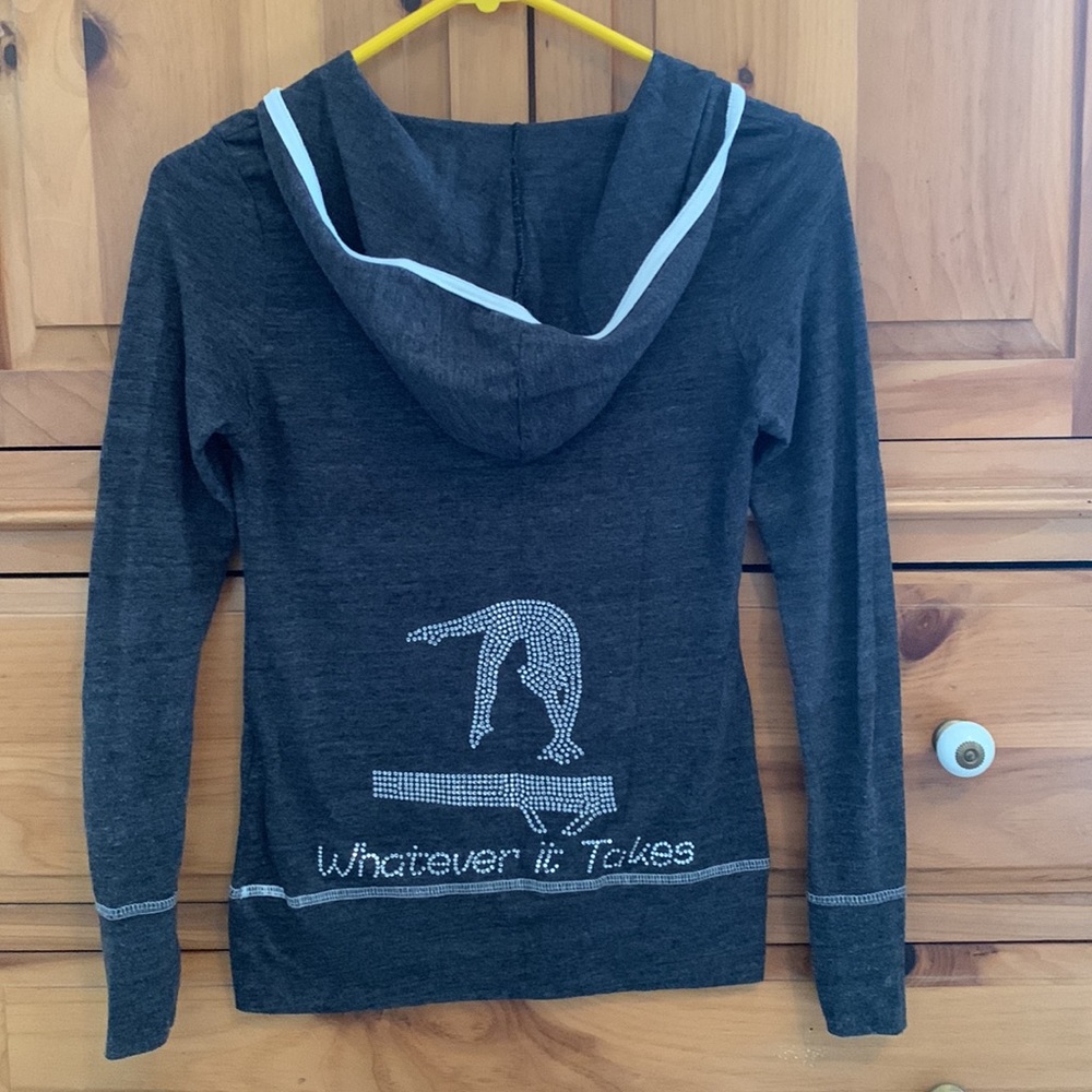 Gymnastics Bling Long Sleeve Hoodie Tee • Juniors Size XS